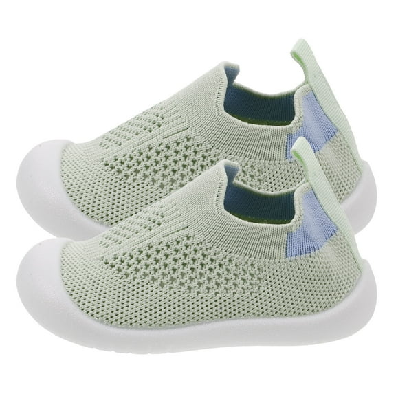 KONTONTY Girls Tennis Shoes Baby Walking Sneakers Light Green Casual Breathable Pair for Autumn Season