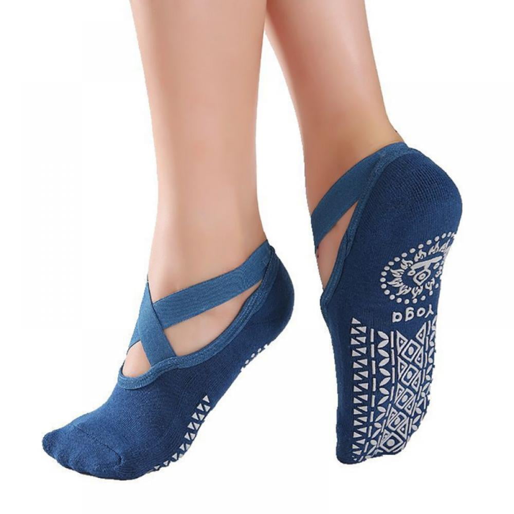Rymora Non Slip Grip Socks for Women & Men - Pilates Socks, Yoga Socks -  Fall Prevention, Full Toe Ankle Socks (2 Pairs)