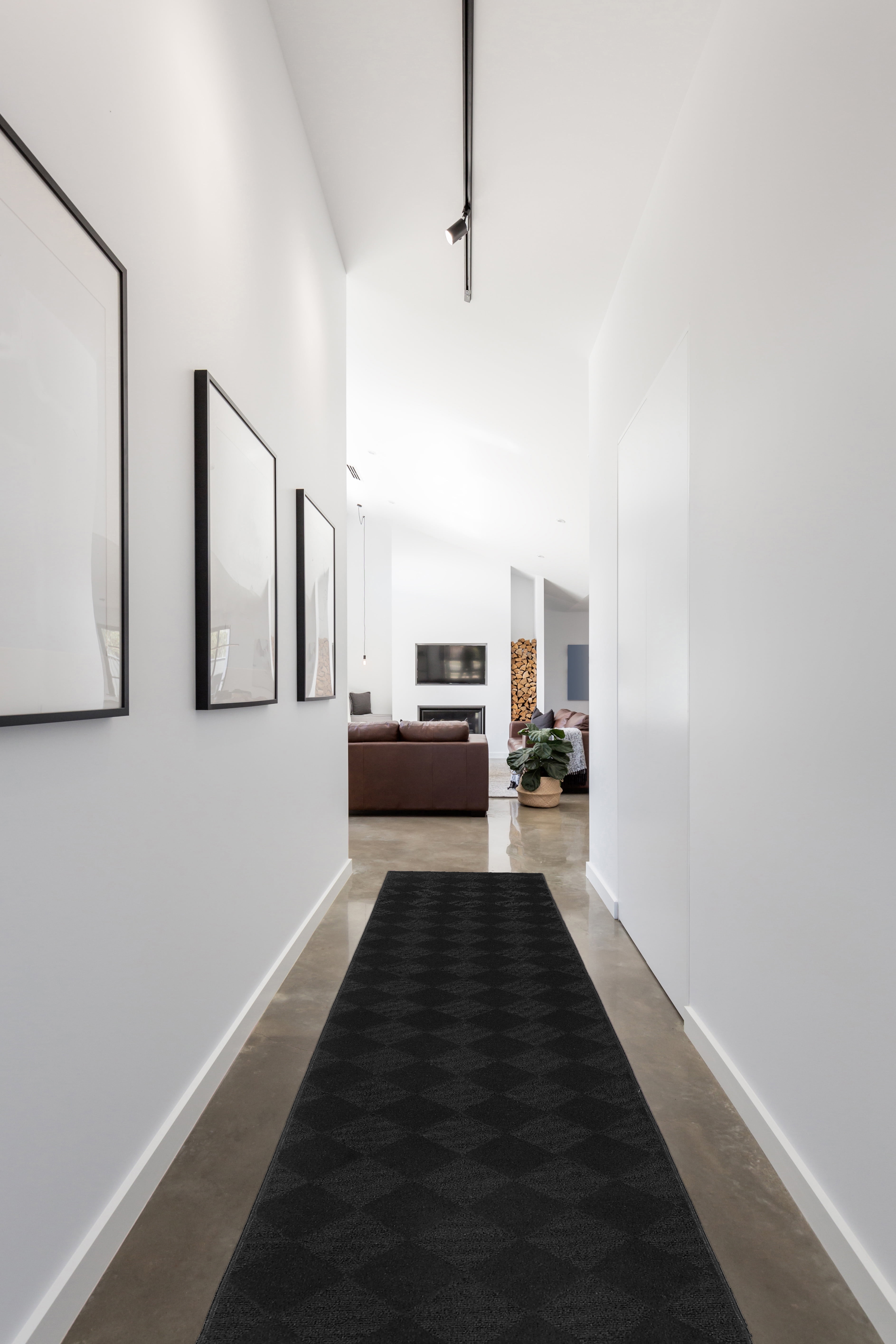 Garland Rug Diamond Polypropylene Black Indoor Runner Rug, 2' x 8'