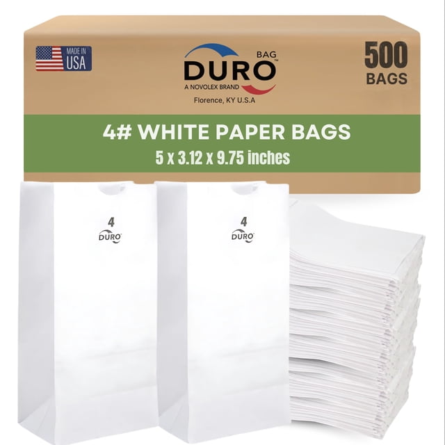 Bolsas de papel DURO Duro 4, blancas, 500 unidades, para palomitas, caramelos, aperitivos y golosinas