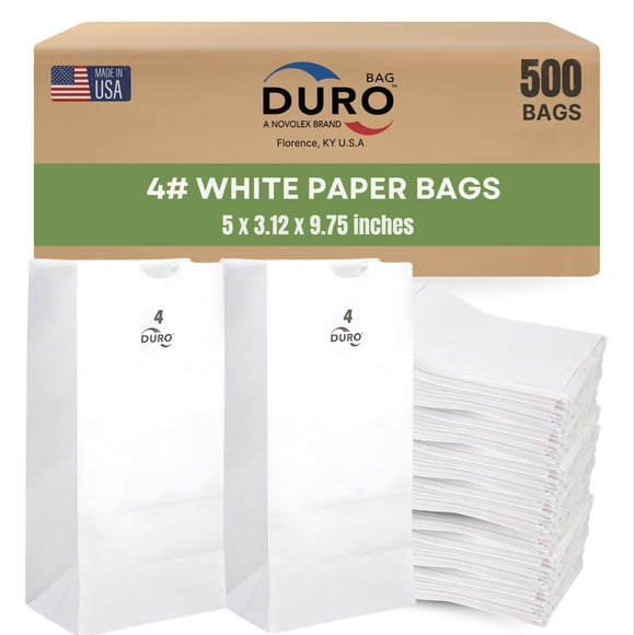 Bolsas de papel DURO Duro 4, blancas, 500 unidades, para palomitas, caramelos, aperitivos y golosinas