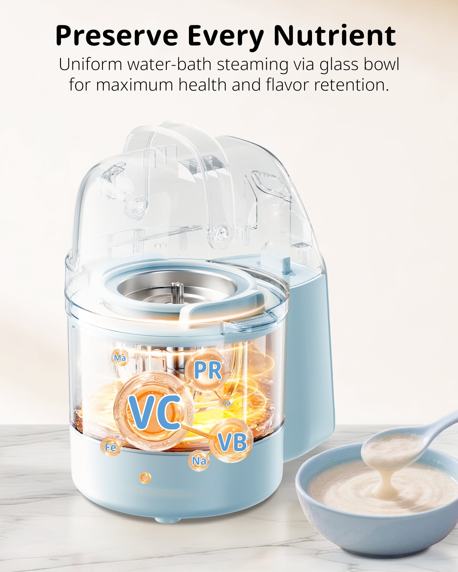SosekiBaby FM01 Glass Baby Food Maker Steamer and Blender, 316L Stainless Steel Blades,One Step Baby Food Processor Puree Maker for Homemade Baby Food, Auto Cooking & Easy Cleaning,BPA-Free