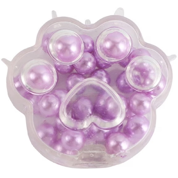 Cat Paw Pearl Bead Squishy Squishy for Adults Purple and Clear Sensory Gadget Soft Tactile Office Desk Accessory Slow Rebound Pressure Relief 1 Pack