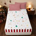 thumbnail image 4 of Erosebridal Christmas Zipper Queen Comforter Set with Fitted Sheet and 2 Pillowcases Pattern Zipper Bedding Set, Green White, Xmas Reversible, 4 of 7