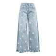 thumbnail image 7 of Axiiglly Wide Leg Jeans for Women High Waisted Straight Ruffle Hem Jeans with Pockets Vintage Baggy Trendy Denim Pants, S-3XL, 7 of 7
