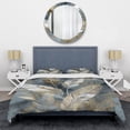 thumbnail image 3 of Designart "Impressions Of Bohemian Energy Gold And Grey II" Boho Feather Bedding Covert Set - Traditional Gold Geometric Bed Set With 1 Sham, 3 of 6