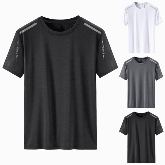 Nwiuh Men's Workout Shirts Dry Fit UPF 50 Sun Shirts Cooling Moisture Wicking Athletic Gym Tops White for Size XXL