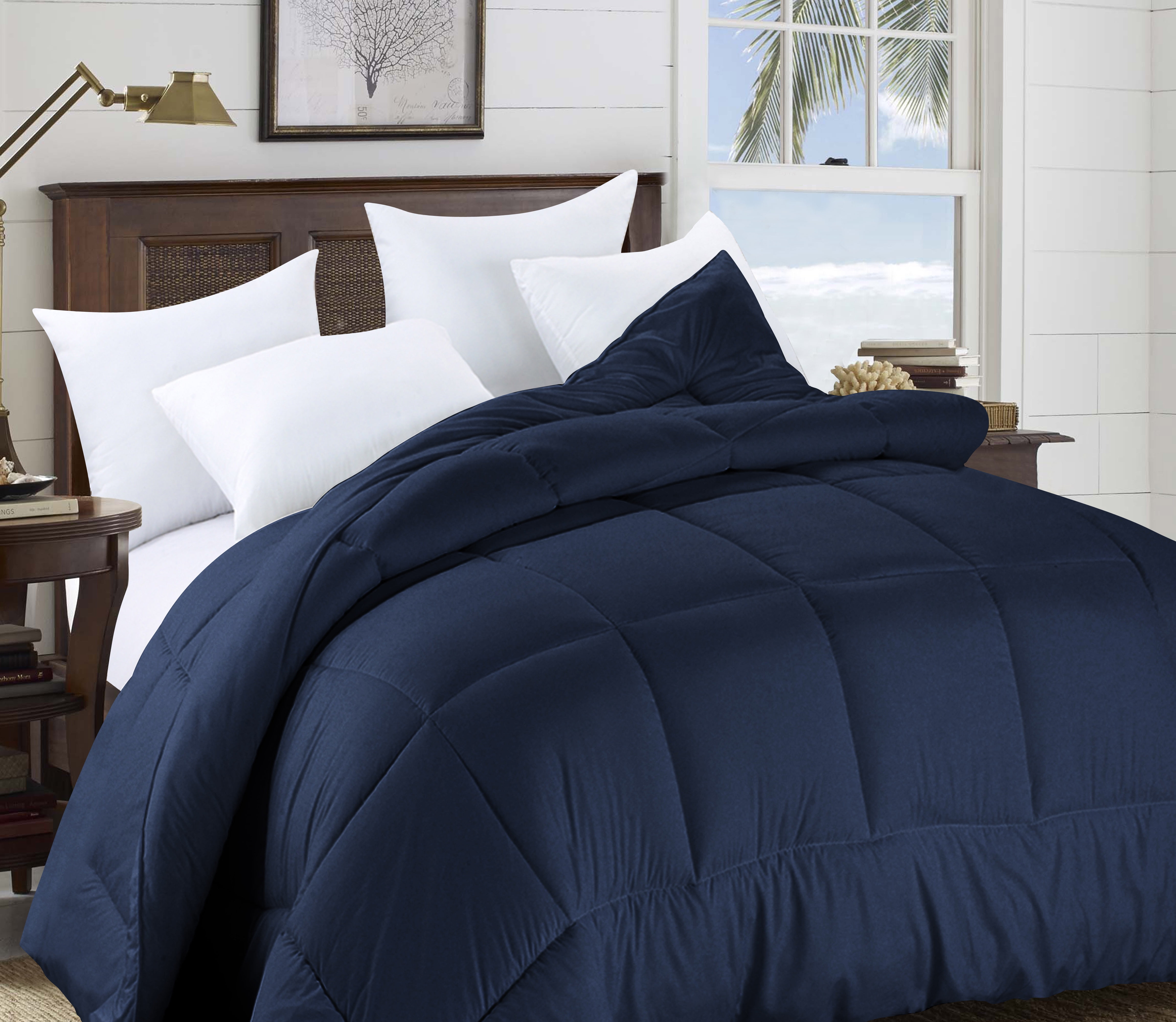 Swift Home Heavy-Filled Down Alternative Comforter, Ultra Soft All Season Hypoallergenic Bedding, Queen/Double, Navy