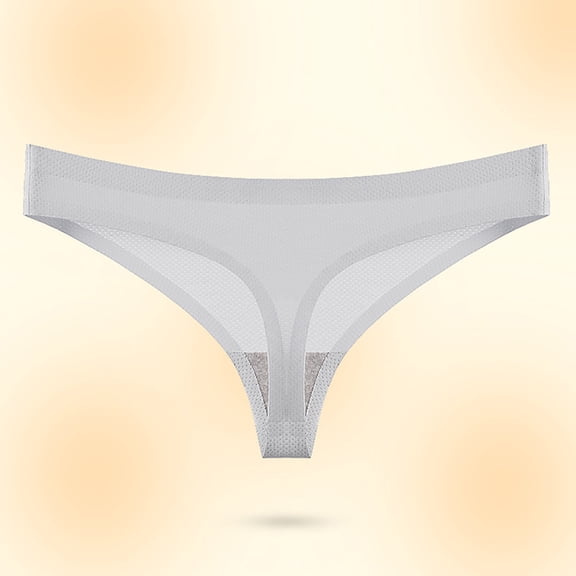 HongQid Seamless G-string Thongs for Women - No Show Thong Underwear Stretch Breathable Low Rise Panties Gray 2XL