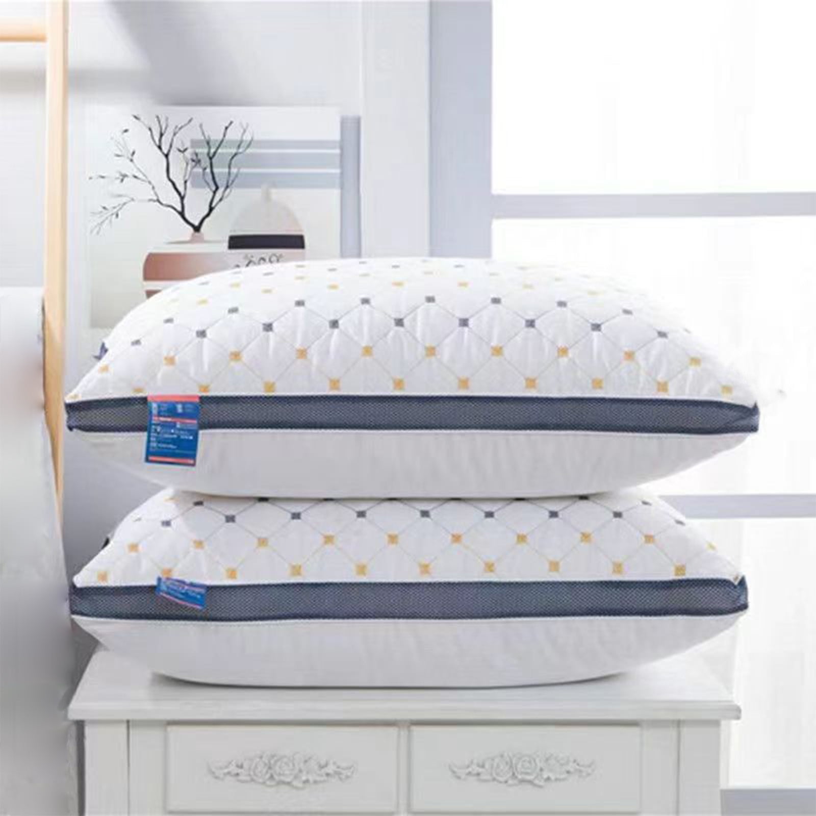 Bed Pillows Standard/Queen Size Set of 1 - Original Down Alternative Pillow for Sleeping - Bedding for Back, Stomach or Side Sleepers