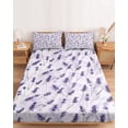thumbnail image 2 of Twin Sze Fitted Sheet Set - Lavender 2 Piece Bedding Sets 16" Deep Pocket Fitted Sheet with 1 Pillowcase, Watercolor Purple Spring Floral Summer Botanical Brushed Microfiber Hotel Luxury Bed Sheets, 2 of 9