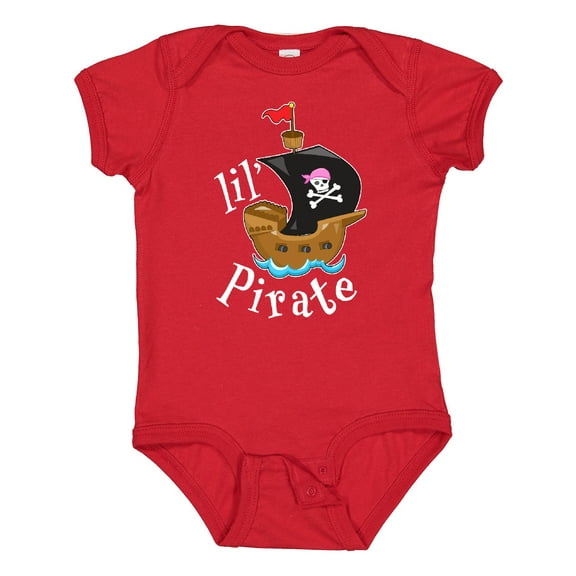 Inktastic Lil' Pirate Pirate Ship, Pink Bandana Boys or Girls Baby Bodysuit