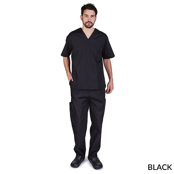 M&M SCRUBS Solid Men Scrub Set, Men Medical Uniforms 201 (BLACK ...