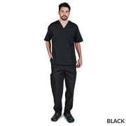 M&M SCRUBS Solid Men Scrub Set, Men Medical Uniforms 201- (BLACK)