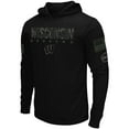 thumbnail image 2 of Men's Colosseum Black Wisconsin Badgers OHT Military Appreciation Hoodie Long Sleeve T-Shirt, 2 of 4