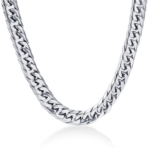 1 pieza de collar de acera para hombres, chapado en oro de 18 quilates, cadenas de eslabones cubanos con diamantes de talla Miami para mujeres, joyería fresca de Hip Hop, color acero inoxidable (22 pulgadas/56 cm) JM