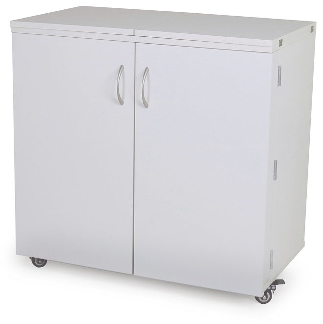 Kangaroo Manufacturing Bandicoot II Rectangle Sewing Cabinet, White with 3-Position Hydraulic Lift and Locking Casters