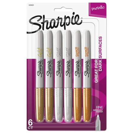 Sharpie Metallic Permanent Markers, Assorted, 6/Pack