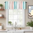 thumbnail image 2 of Coral Red Aqua Stripes Valance Curtain Minimalist Abstract Vertical Striped Window Valances Rod Pocket Short Curtains Window Treatments for Kitchen Bedroom Bathroom Laundry 60" x 18", 2 of 9