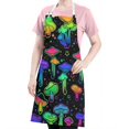 thumbnail image 5 of Rainbow Mushroom Neon Black Pattern Apron-Garden Aprons for Women with Pockets-Cotton Linen Waterproof Kitchen Cooking Gardening Aprons Adjustable for Kitchen,Cooking,BBQ and Salon 33x27 Inch, 5 of 7