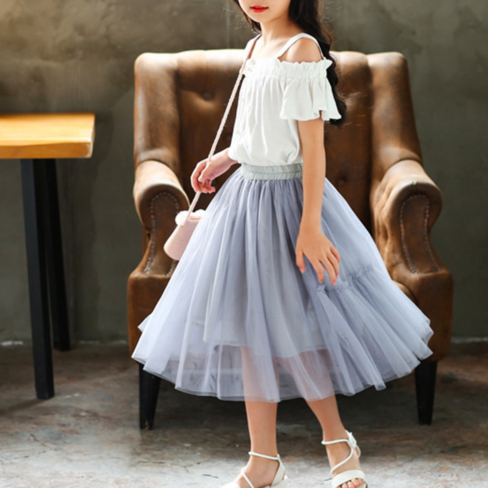 FAIWAD Jupe en Tulle pour Filles Taille Haute Jupes en Couches