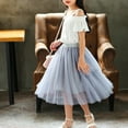 thumbnail image 5 of FAIWAD Kids Girl Tulle Skirt High Waist Layered Skirts Mesh Pleated A-Line Midi Skirt for Wedding Party Dance, 5 of 5