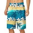 thumbnail image 2 of JNGSA Mens Swim Trunks Board Shorts Long Quick Dry Swim Shorts Hawaiian Beach Shorts with Pocket Elastic Waist Print Shorts Blue 6 Clearance, 2 of 5