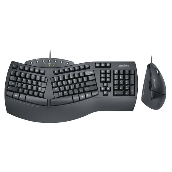 Perixx PERIDUO-512B US, Wired Ergonomic Keyboard and Vertical Mouse Combo - USB - Black - US English