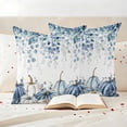 thumbnail image 3 of Blue White Pumpkins Outdoor Waterproof Pillow Covers, Thanksgiving Fall Blue Eucalyptus Leaves Decorative Square Throw Pillowcase Sofa Cushion Sham for Patio/Couch/Chair, 18"x18" 2 Pack, 3 of 8