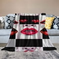 thumbnail image 2 of COMIO Pink Red Lips Throw Blanket Queen Dreamy Lady Eyelash High Heel Decor Blanket for Girls Teens Women Black White Plaid Western Style Flannel Blanket for Couch Office Chairs, 2 of 6