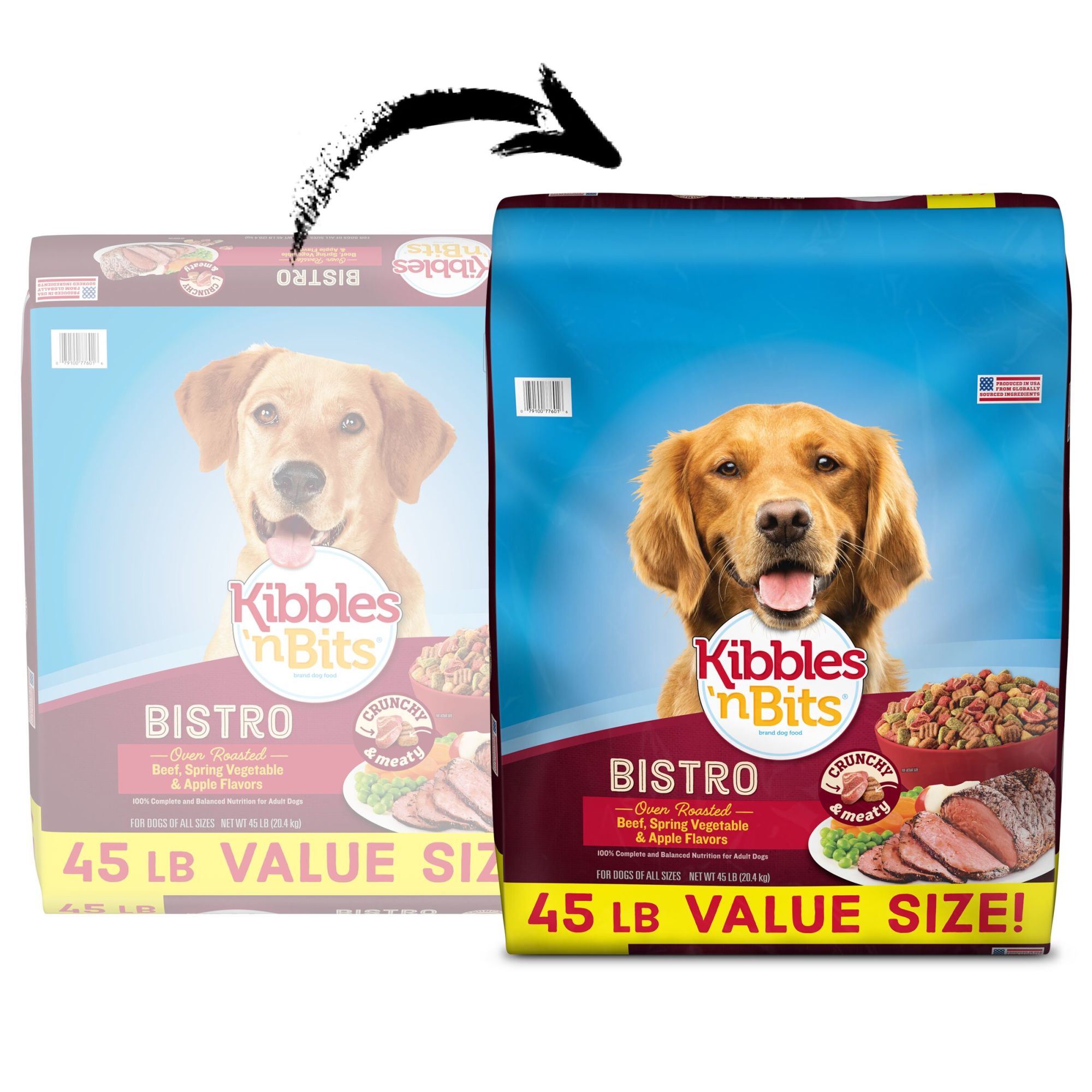 Kibbles 'n Bits Bistro Oven Roasted Beef, Vegetable & Apple Flavors Dry Dog Food, (1) 45 lb. Bag