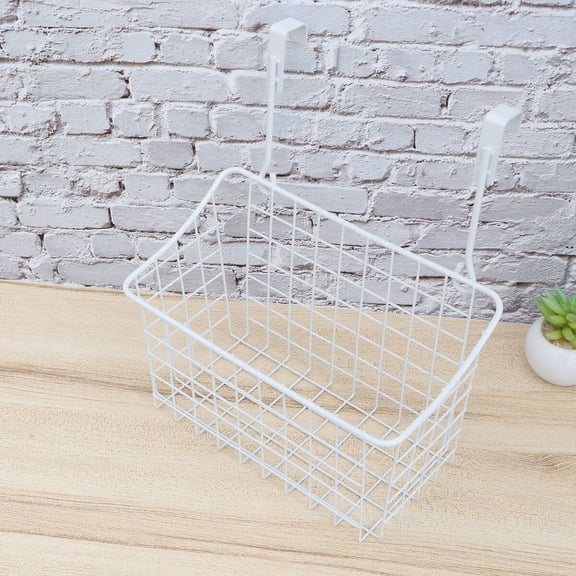 Worgeous White Metal Hanging Storage Rack for Cabinet Doors Maximize Space No Hardware Needed Ideal for Kitchen Office 10.2x7.8 Inches