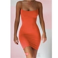 thumbnail image 4 of Color sólido verano falda de tirantes delgada sin tirantes sexy vestido elástico Irfora Rosa L, 4 of 5