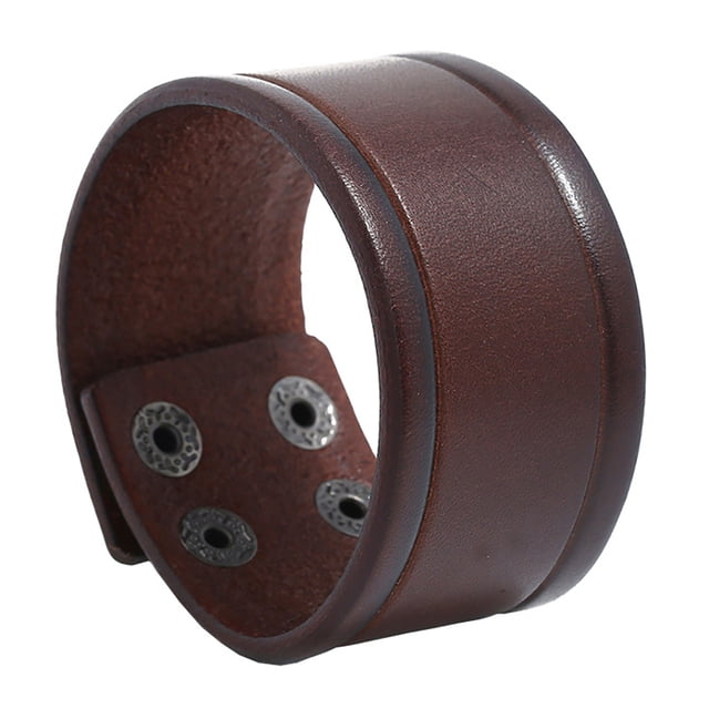 Men Cuff Wrap Bracelet Wide Punk Simple Fake Leather Wristband Cuff Wrap Bangle
