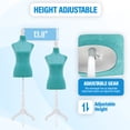 thumbnail image 5 of FDW Women's Adjustable Dress Form Mannequin, 50-63 Inches, Fabric Cover, Heavy-Duty Tripod Stand, Green, 5 of 7