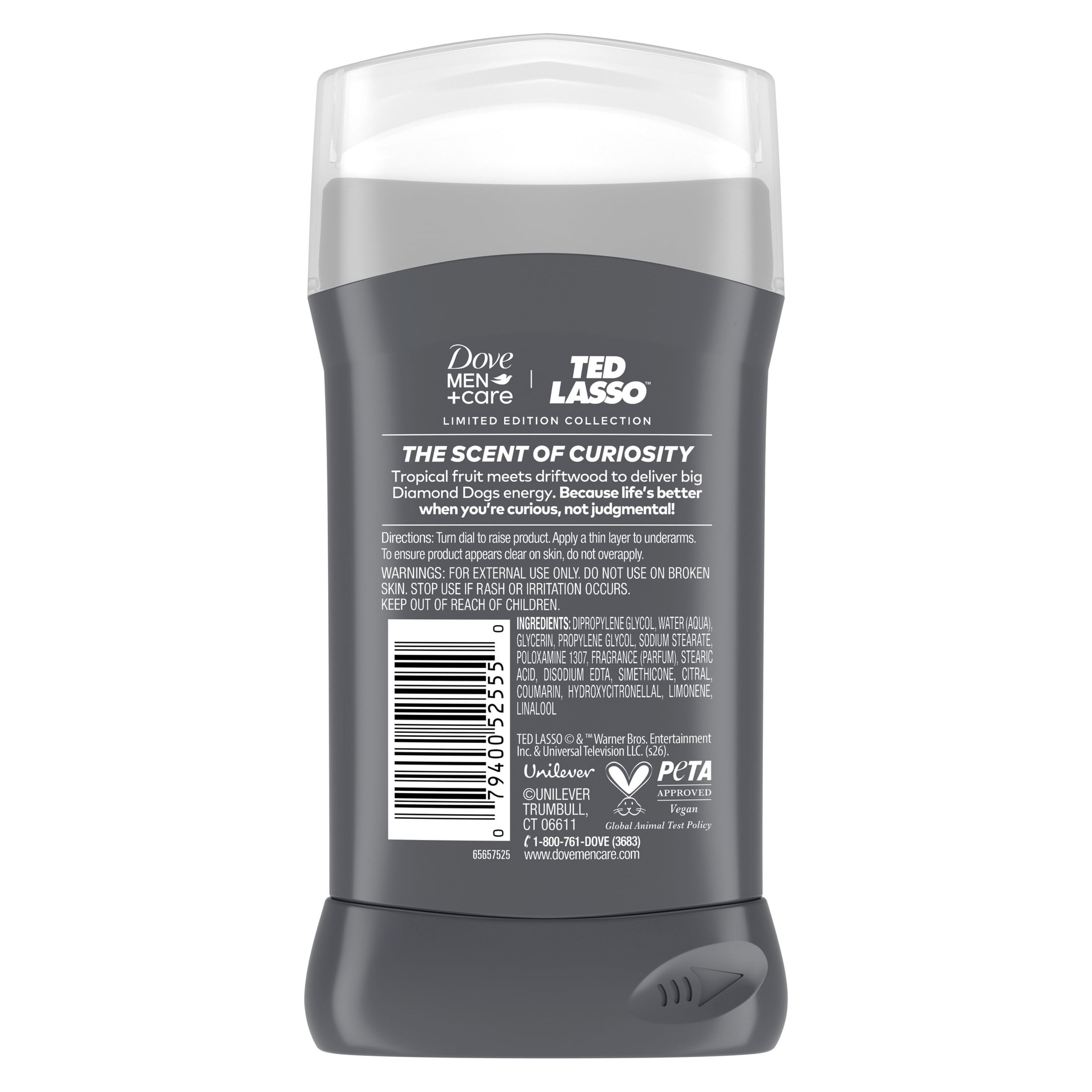 Dove Men+Care Ted Lasso Limited Edition Deodorant Stick for 72H Protection Scent of Curiosity Neutralizes Odor, 3.0 oz