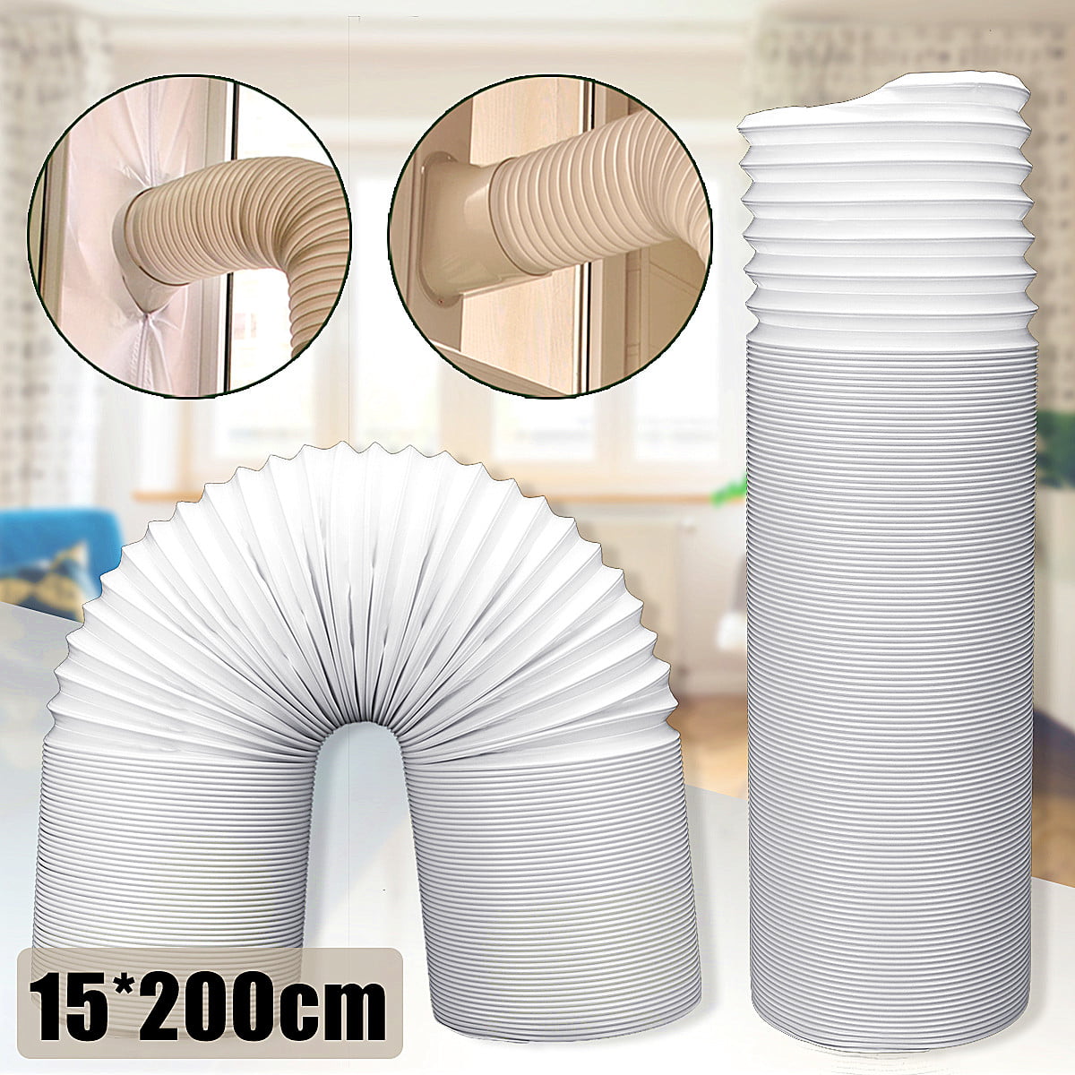 5 Diameter Flexible Counter-clockwise Thread Vent Hose Tube ，Universal Mobile Air Conditioning Exhaust Pipe Telescopic Heat Pipe Portable Air Conditioner Exhaust Hose Pipe Length 59in/78in 