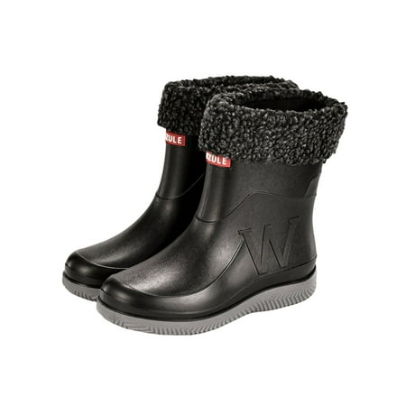 

Ritualay Men s Garden Shoes Slip Resistant Rubber Boot Waterproof Rain Boots Comfort Lightweight Rainboot Fishing Work Mid Calf Black Gray with Plush Lined 7