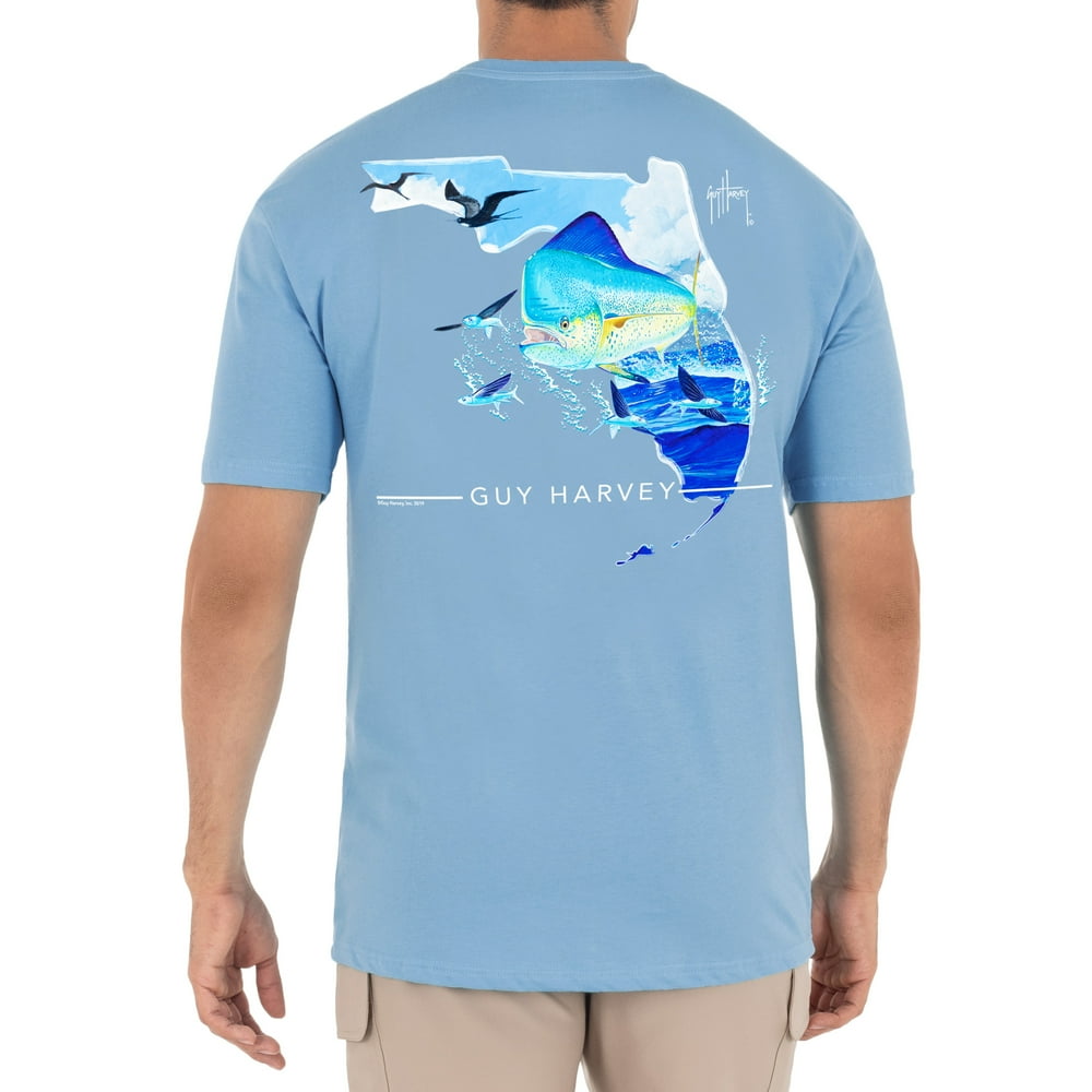 Guy Harvey Guy Harvey Men's Florida Mahi Short Sleeve Pocket Blue T