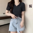 thumbnail image 5 of PADFRYBK Summer T-Shirt For Women Casual V-Neck Pullover Short Sleeve Tops Go Anywhere Solid Color Loose Casual Tunic Blouses, 5 of 7