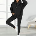 thumbnail image 6 of TNOBHG Women Hooded Casual Suit 3-piece Women's Hoodie Vest Pants Set Solid Color Soft Warm Casual Outfit Long-sleeve Pocket Pullove Top, 6 of 8