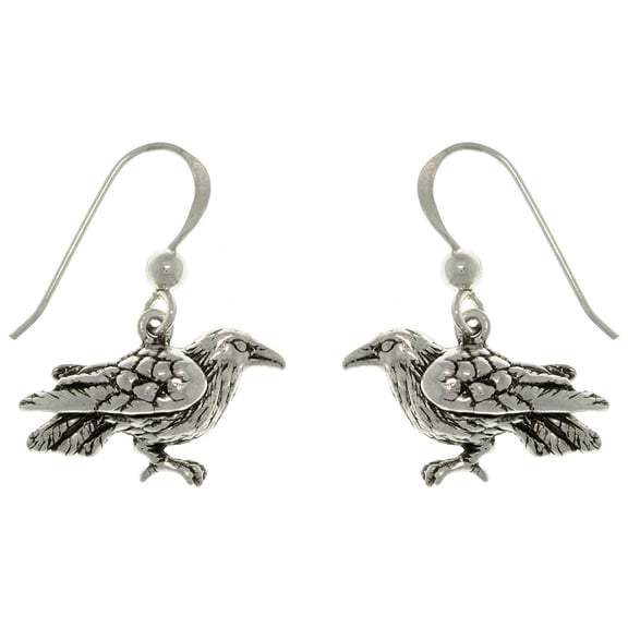 Jewelry Trends Sterling Silver Celtic Crow Black Bird Dangle Earrings Raven Jewelry