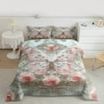 thumbnail image 2 of Manfei Girls Butterfly Bedding Comforter Set, Pink Rose Floral Twin Comforter Sets, Victorian Pearl Bedding Set, Microfiber Bedroom Decor Reversible 2 Pieces, 2 of 8