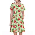 thumbnail image 1 of Disketp Strawberry Floral para Vestido de Manga Corta para Mujeres, Vestidos de Verano para Mujeres, Casual y Holgado para la Playa, 1 of 6