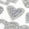 thumbnail image 2 of 6Pcs Heart Shape Rhinestone Patches Silver Heart Rhinestone Appliques Shinny Heart Shape Crystals Appliques, 2 of 9