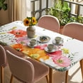 thumbnail image 3 of Pink Yellow Floral Table Cloths for 4 Foot Rectangle Tables, Spring Flowers Elegant Botanical Patio Waterproof Elastic Fitted Tablecloths, Washable Rectangular Table Cover for Camping, 3 of 8