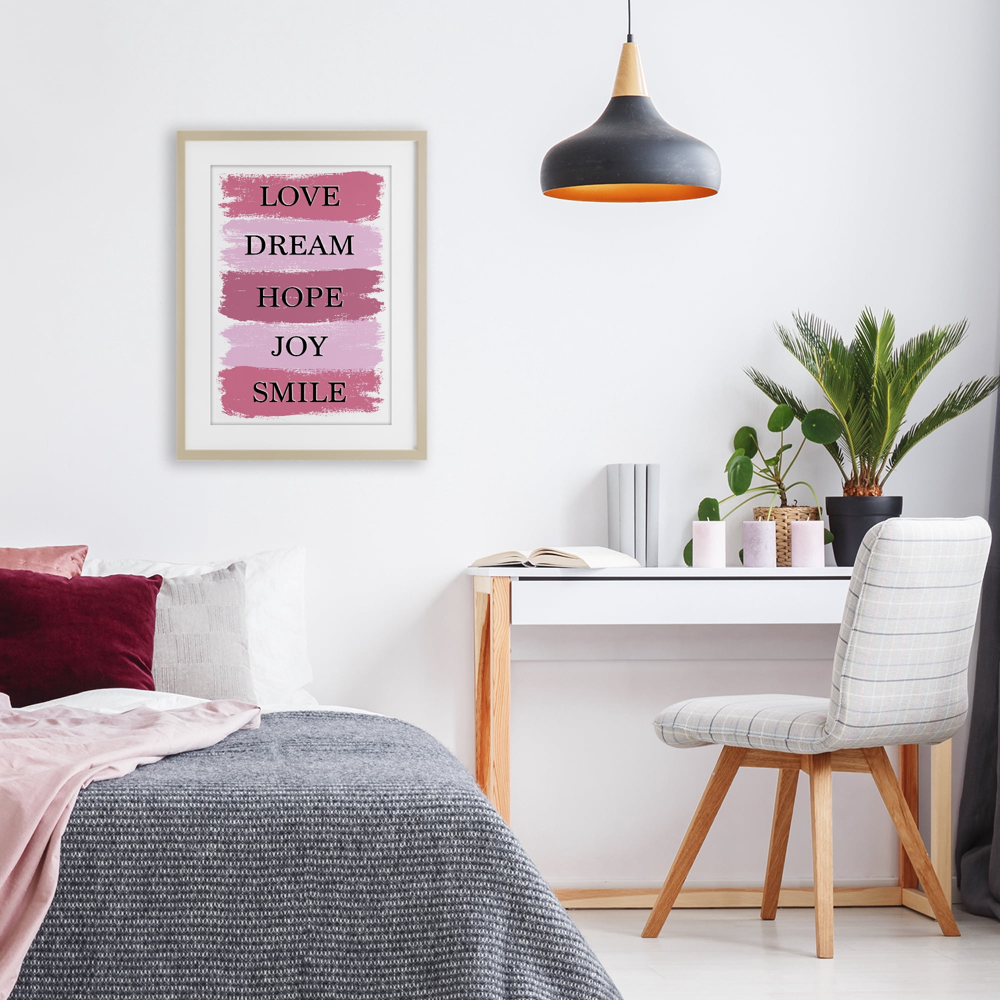 Stupell Industries Love Dream Hope Joy Smile Birch Framed Print Under Glass, design by Martina Pavlova
