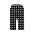thumbnail image 4 of Makaor Womens Long Shorts with Pockets Button Mid Waist Straight Leg Long Short Elastic Waist Plaid Baggy Summer Outfits Black M, 4 of 5