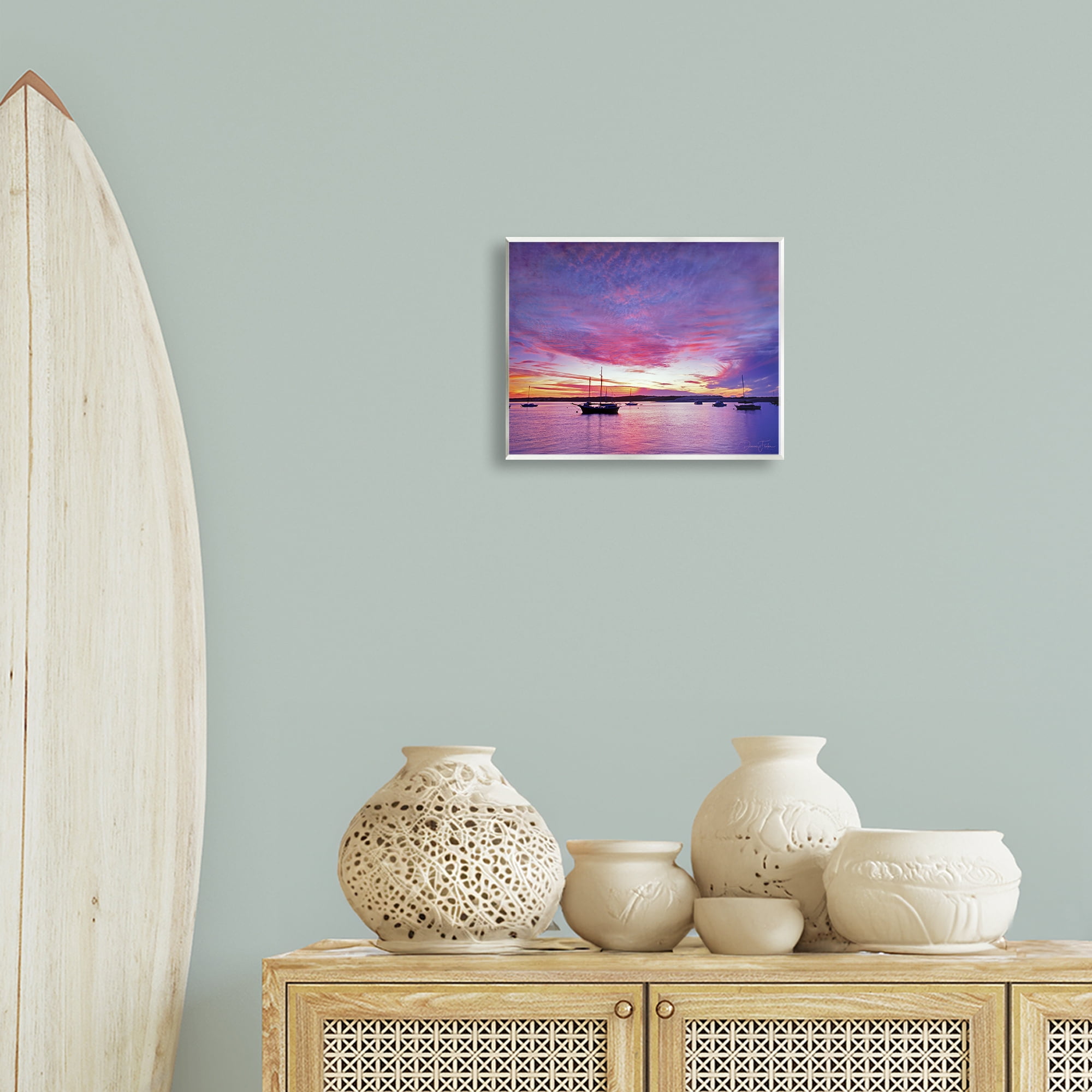 Stupell Industries Distant Boats at Sunset Transportation Photography Unframed Art Print Wall Art, 14 x 11