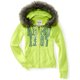 thumbnail image 1 of Suéter con capucha Aeropostale de piel sintética con cremallera para mujer Amarillo Extragrande, 1 of 1